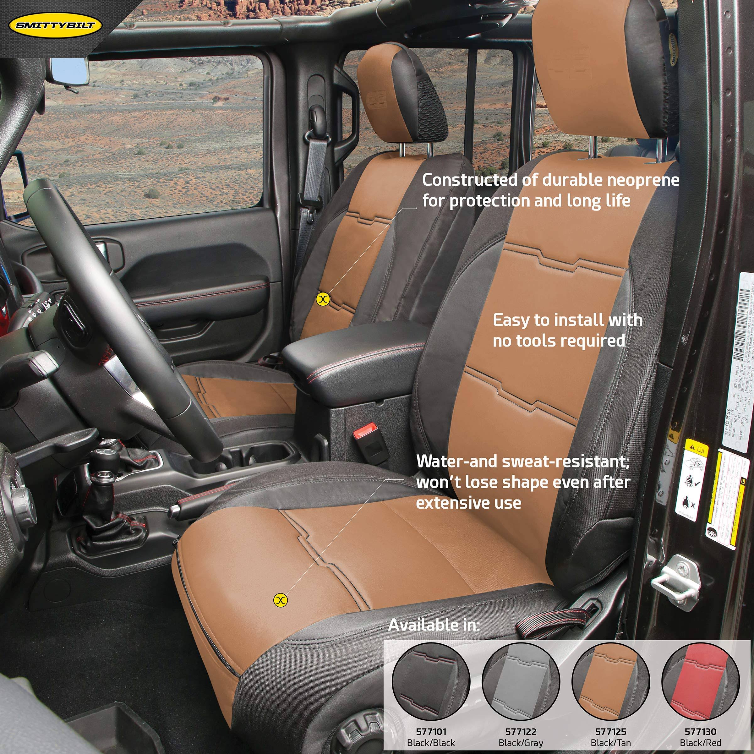 Smittybilt Gen2 Neoprene Front and Rear Seat Cover Kit (Black/Tan) - 577125 - Megean