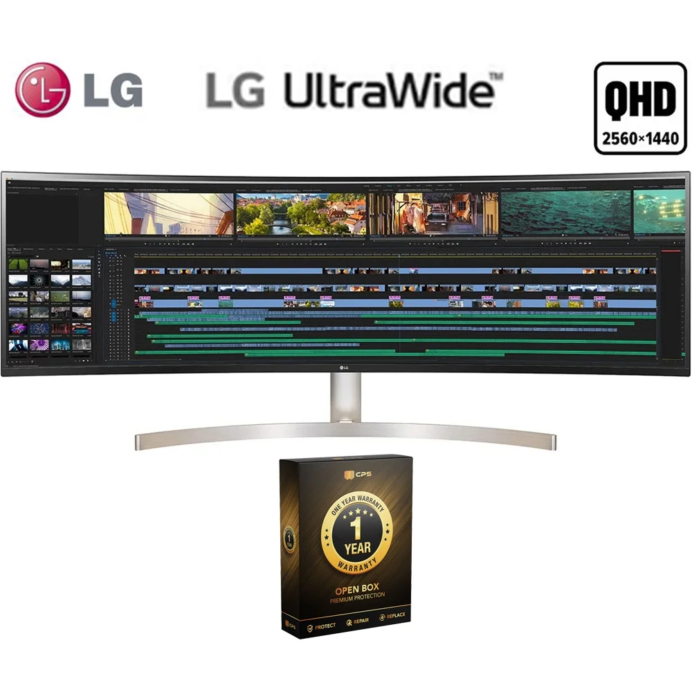 LG 49 Inch UltraWide Dual QHD IPS Curved Monitor with 1 Year Warranty - Curated Treasures Market