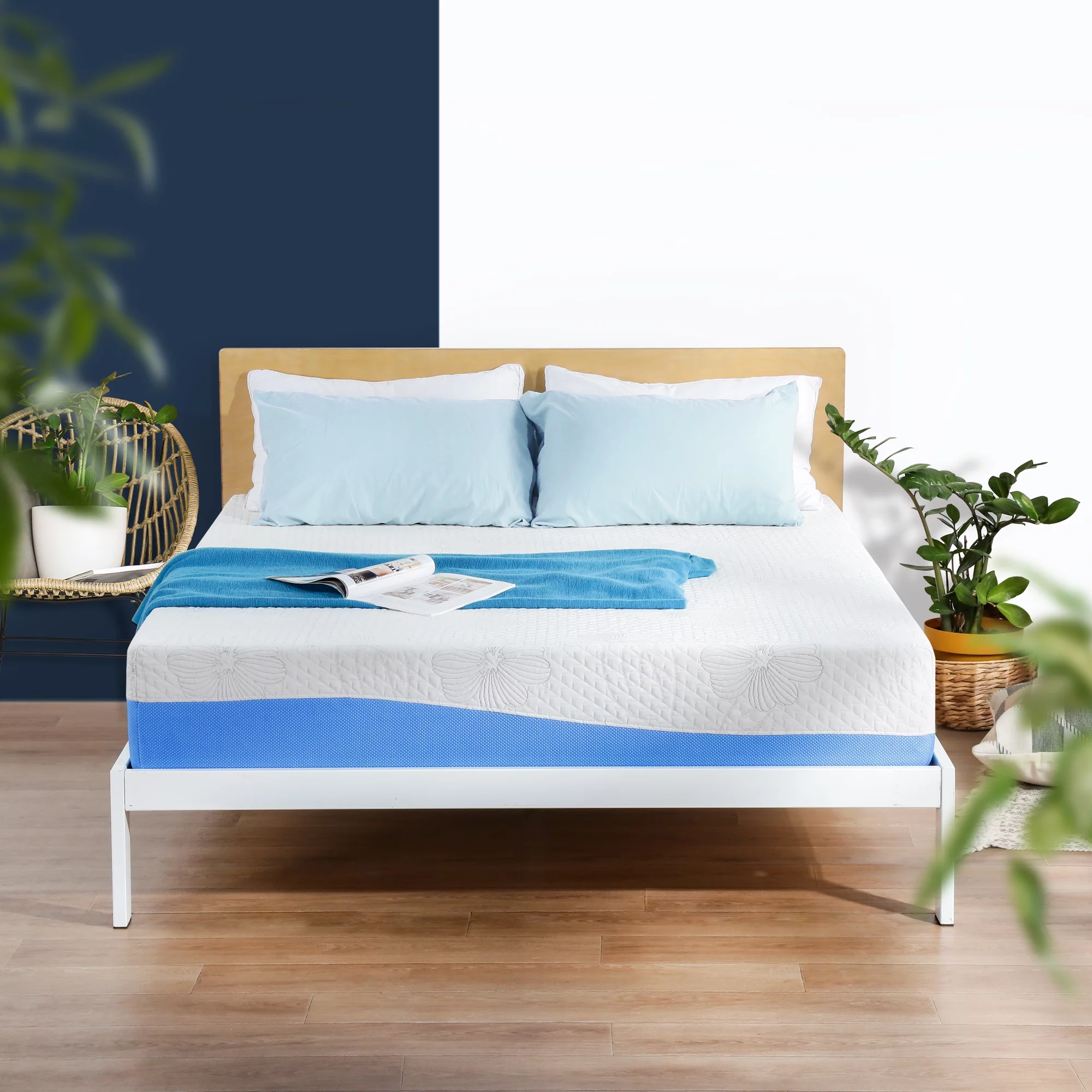 GrandRest 10'' Adult DreamGel, 10 Inch Gel Memory Foam Mattress, Medium Firm, Twin Size, Blue / White Color