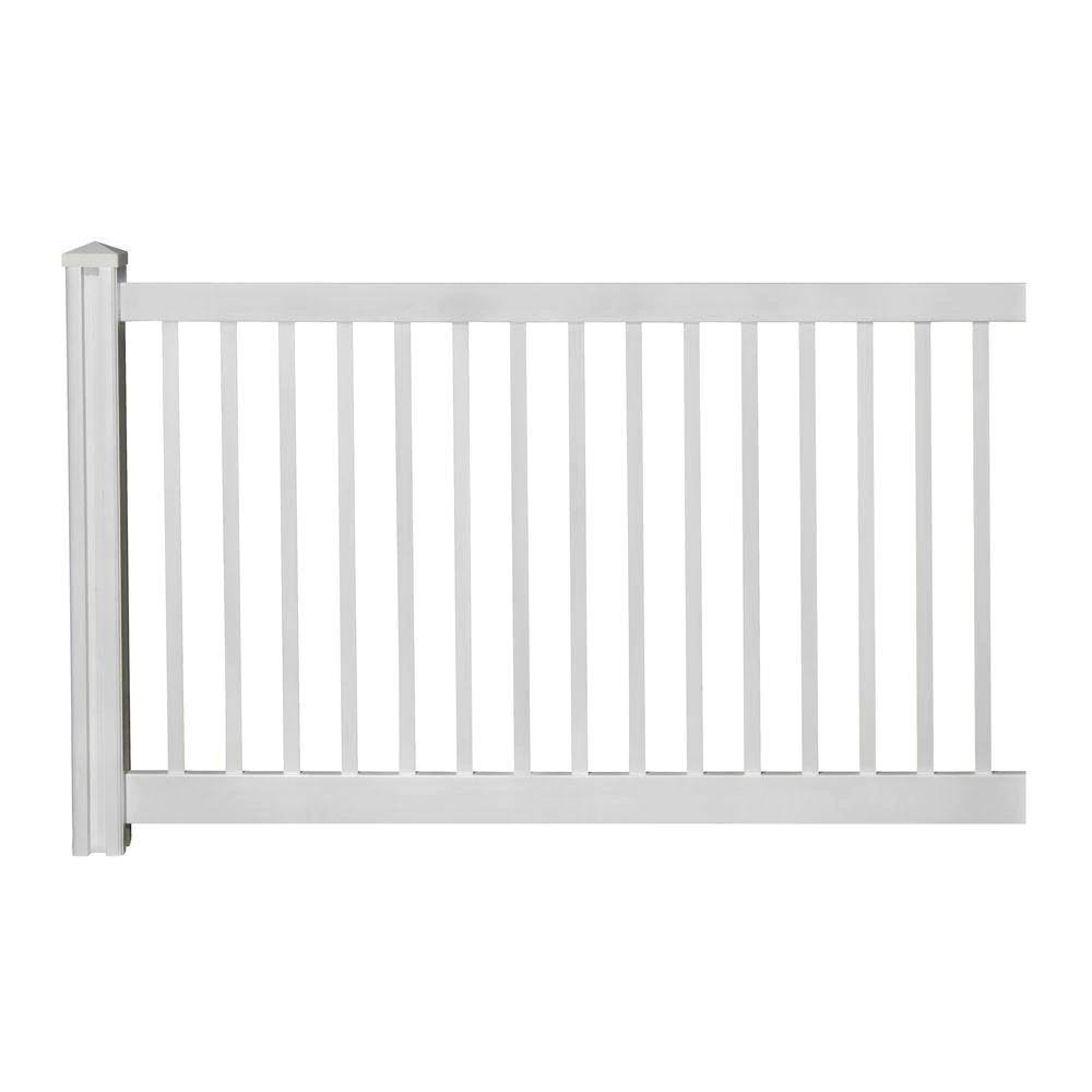 4 ft. H x 7 ft. W Premium Vinyl Yard and Pool Fence Panel with Post and Cap