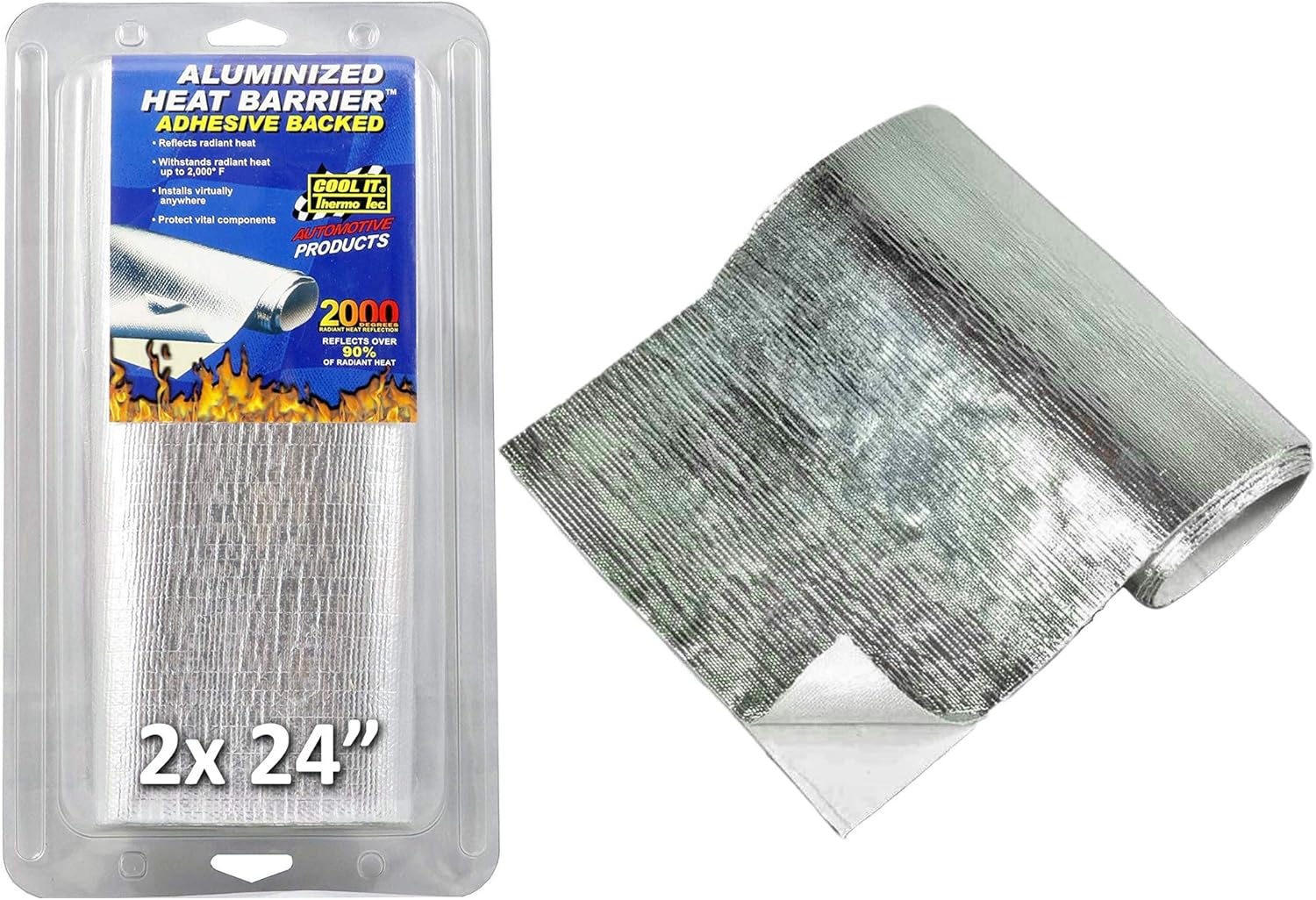 Thermo-Tec 13575 Adhesive Backed Aluminized Heat Barrier, 12" x 48" (2x 24" Sheets) Pack of 2
