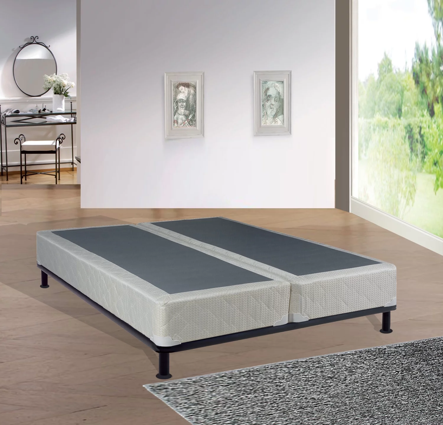 Wayton, 8" Split Sturdy Fully Assembled Wood Box Spring for Mattress, Queen, White - Curated Treasures Market