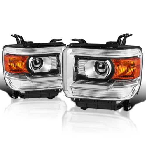 SPEC-D TUNING Black Housing Clear Lens Halo Projector Headlights w/LED Compatible with 2007-2013 Chevy Silverado 1500
