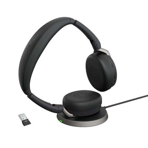 Jabra Evolve2 65 Flex Stereo Headset with Bluetooth, Wireless Charging Pad