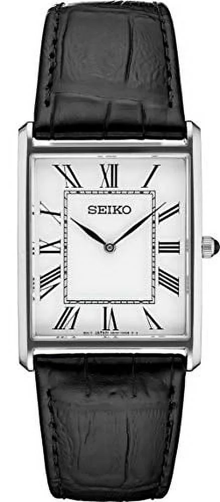 Seiko Square Black Leather Watch SWR049 - Radiant Selections