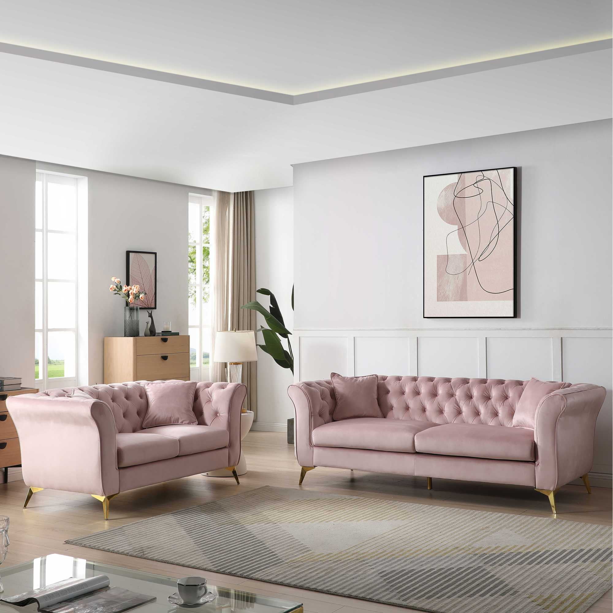 Chesterfield sofa ,Stanford sofa , high quality Chesterfield sofa ,pink color , tufted and wrinkled fabric sofa;contemporary Stanford sofa