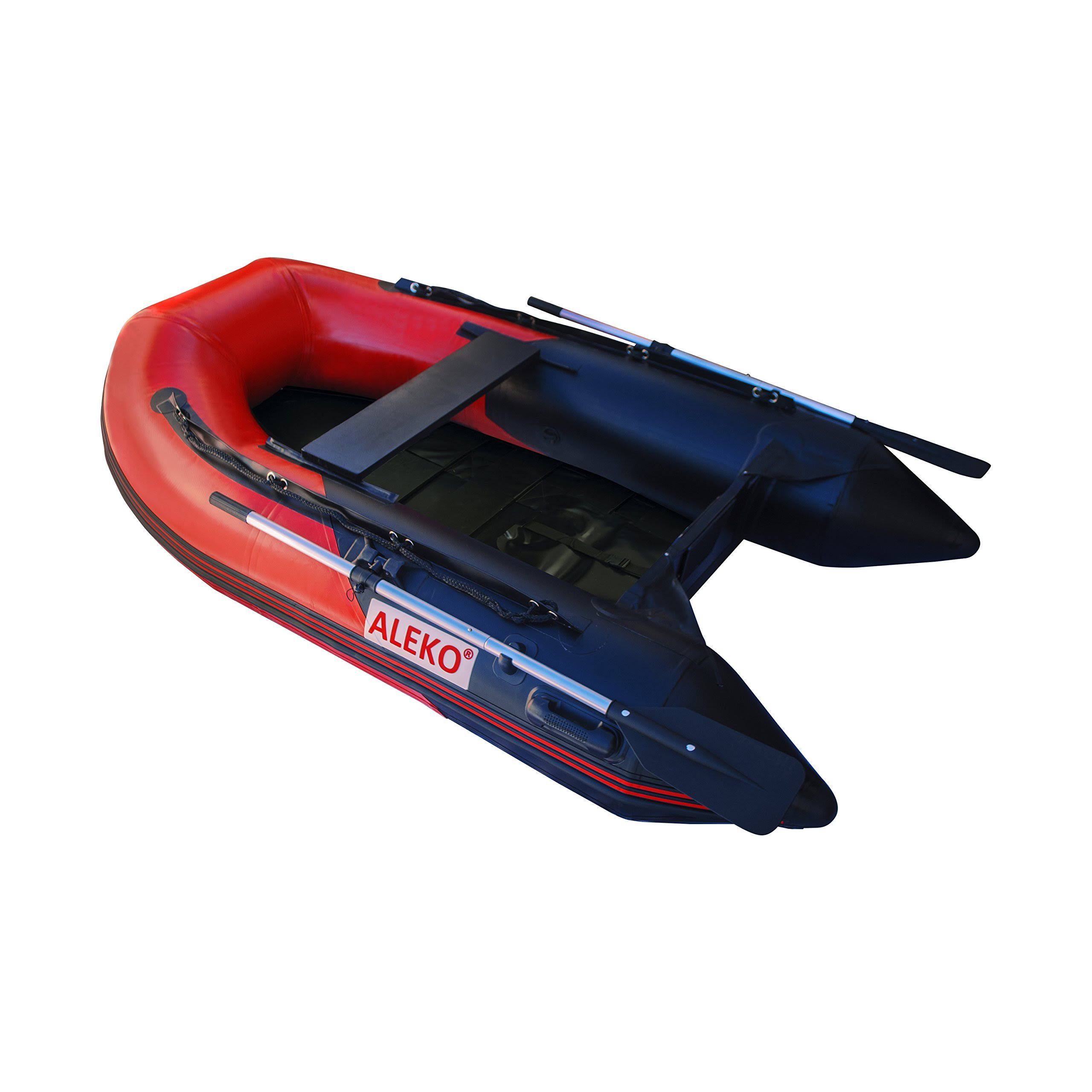 Aleko 3 Person Inflatable Boat 8.4 ft with Pre-Installed Slide FLOOR, Red Black
