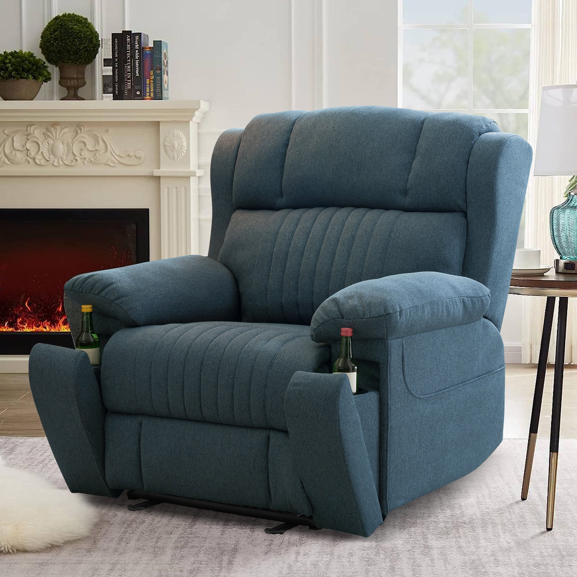 LVUYOYO Electric Power Recliner Chair, Reclining Chair with Heat and Massage, Position Recliner up to 350 Lbs,2 Cup Holders, USB Ports
