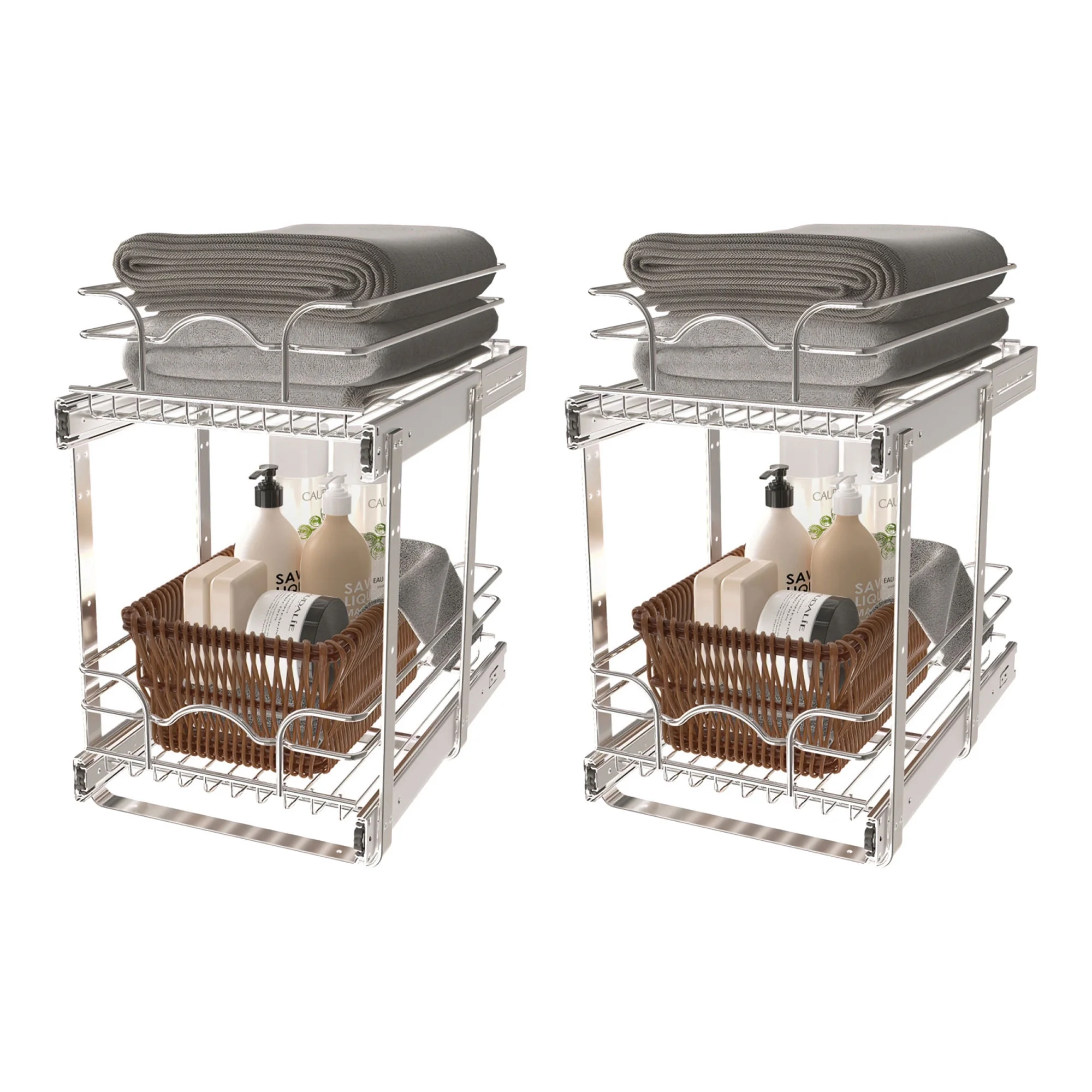 Rev-A-Shelf Kitchen Cabinet Pull Out Organizer, 12x18" 5WB2-1218CR (2 Pack) - Curated Treasures Market