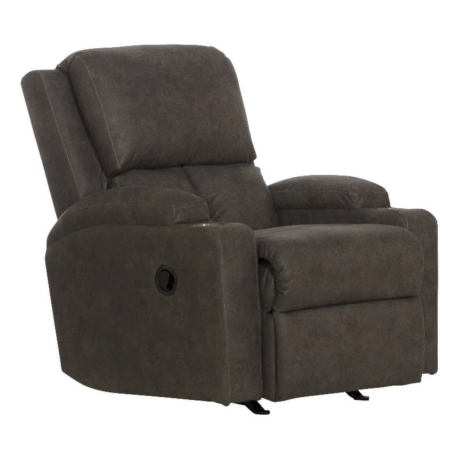 Catnapper Page Rocker Recliner with Two Cupholders in Gray Polyester Fabric