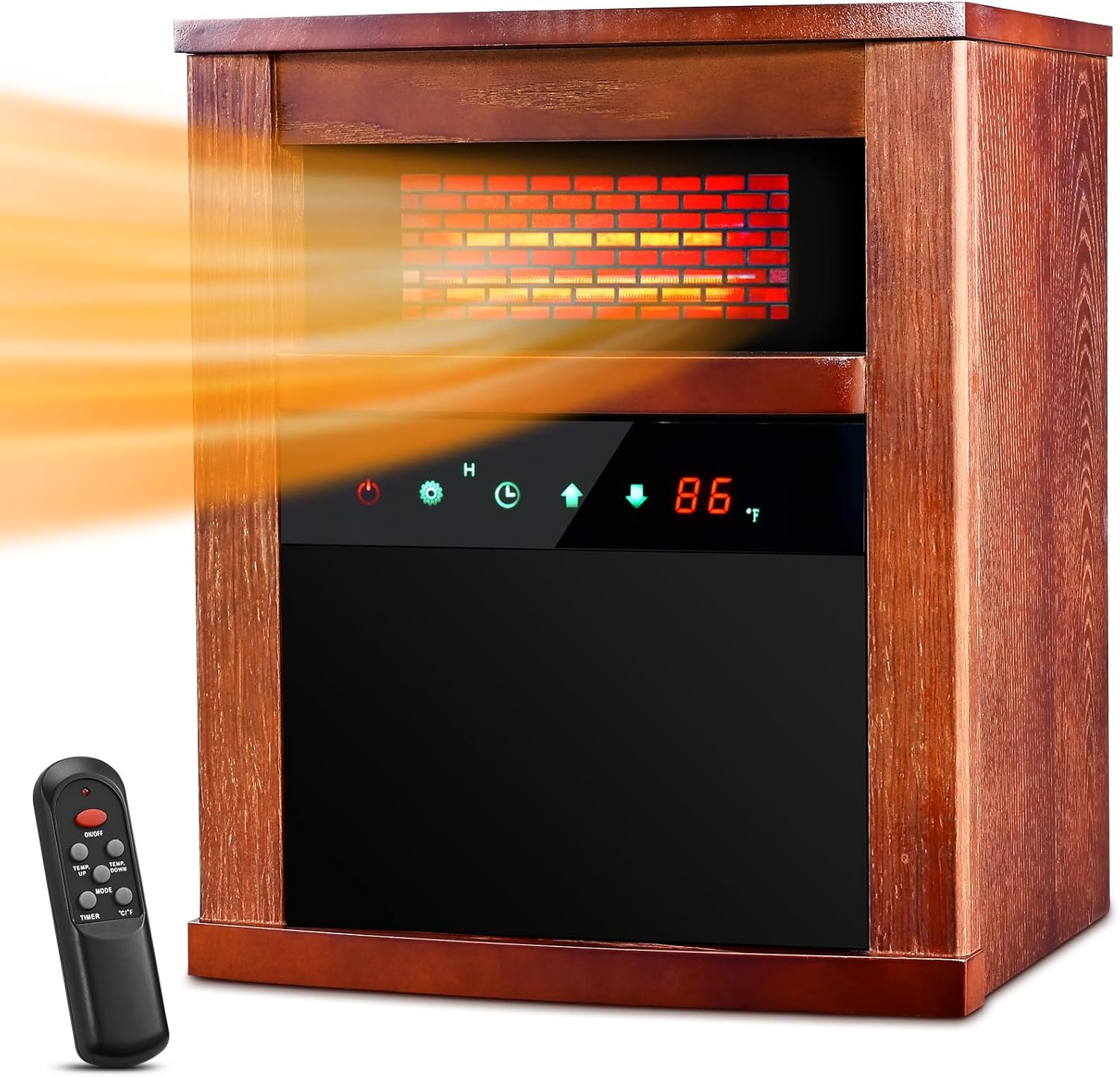 Air Choice Electric Space Heater, 1500W Infrared Heater w/ 3 Heating Mode, Thermostat, Remote Control & 12h Timer