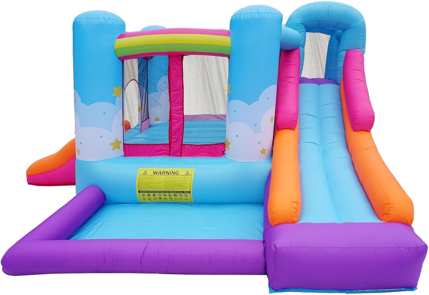 Inflatable Bounce House for Kids 3-6,Indoor Toddler Bouncer with Air Blower,Ball Pit,Slides,Reinforced PVC Bounce Floor