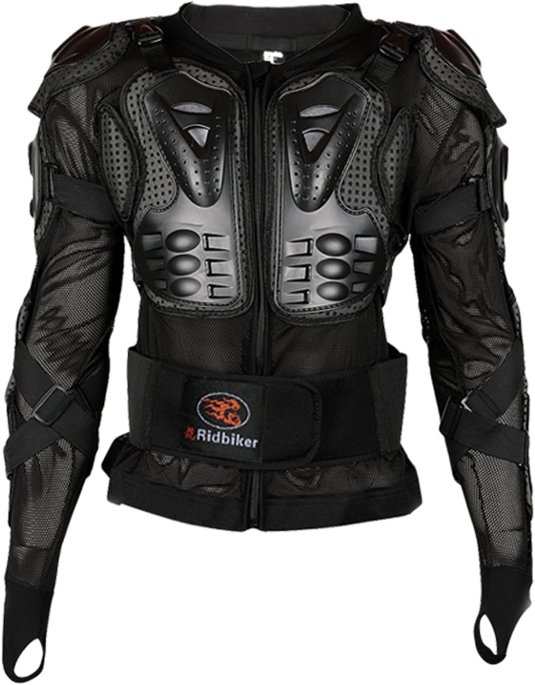 Ridbiker Motorcycle Full Body Armor Protector Removable Racing Jacket Motocross Spine Chest Motocross Protective Shirt (Black, L)