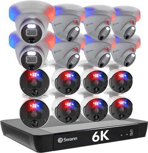 Swann 4K Security Camera System, 8 Channel 8 Cam, DVR with 2TB for 24/7 Home Surveillance, Indoor/Outdoor Wired 8MP Bullet Cameras