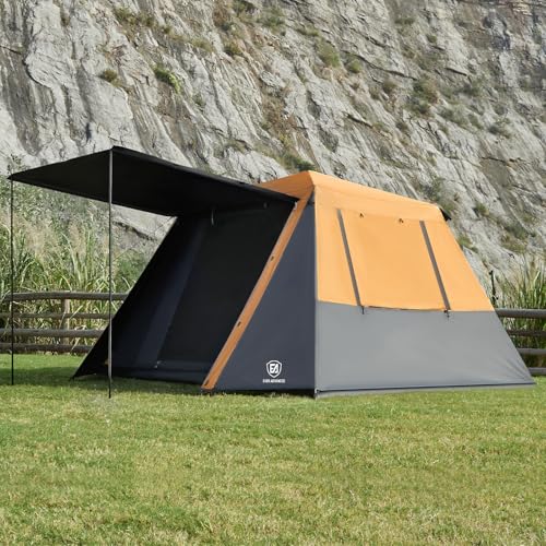 EVER ADVANCED Blackout 6 Person Camping Tent, Instant Cabin Tent for Family with Vestibule and Large Mesh Windows, 60s Easy Setup, Double Layer
