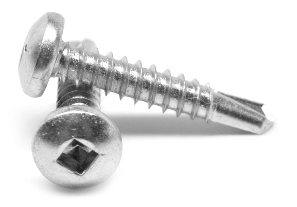 #10-16 x 3 Self Drilling Screw Square Drive Pan Head #3 Point Stainless Steel 18-8