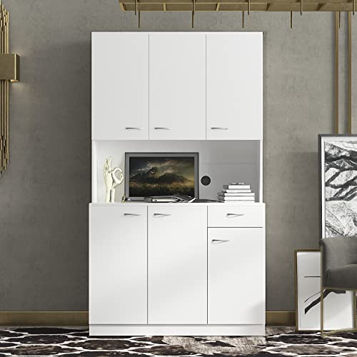 SHMAO 39" W Wardrobe Armoire Closet, Tall Freestanding Armoire Wardrobe Cabinet with Doors and Storage Shelves, Wood Closet Bedroom Clothes Organizer
