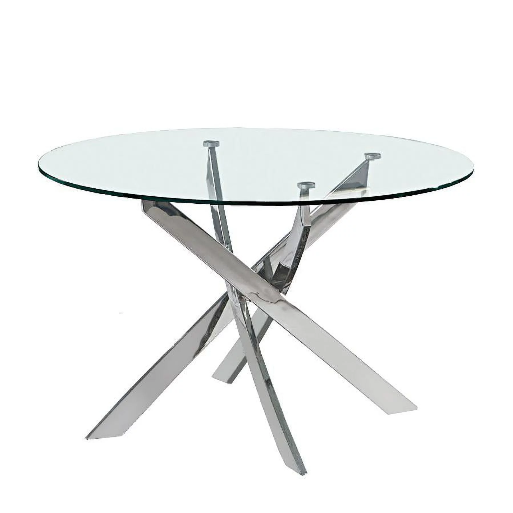 Creative Images 48" ROUND DINING TABLE W/ GLASS TOP AND SILVER LEGS