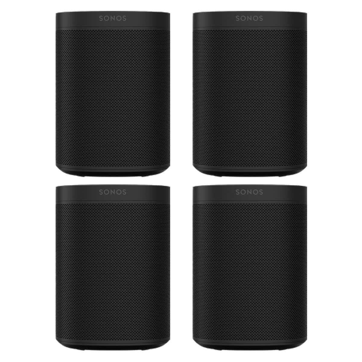 Sonos Four Room Set with Sonos One Gen 2 - Smart Speaker with Voice Control Built-In (Black) - Radiant Selections