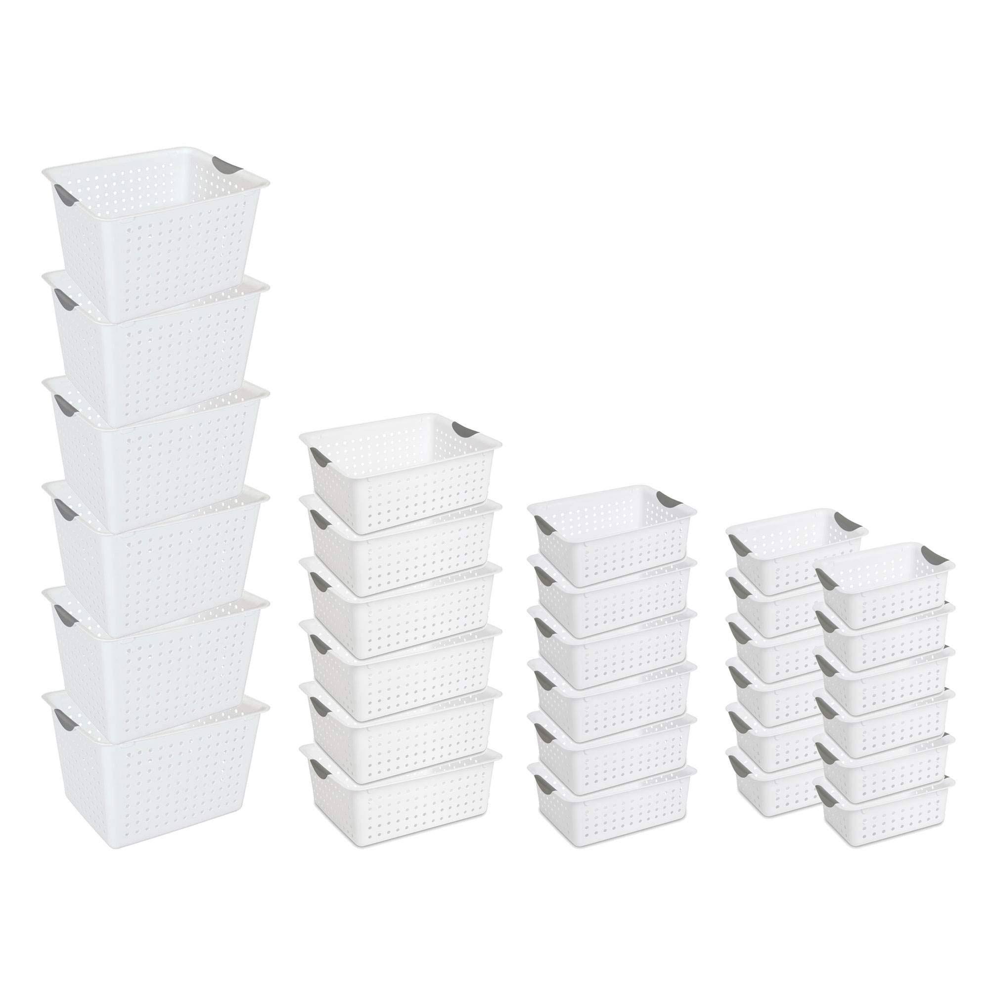 Sterilite Multi-Size Plastic Storage Basket Bin Organizer Bundle Set