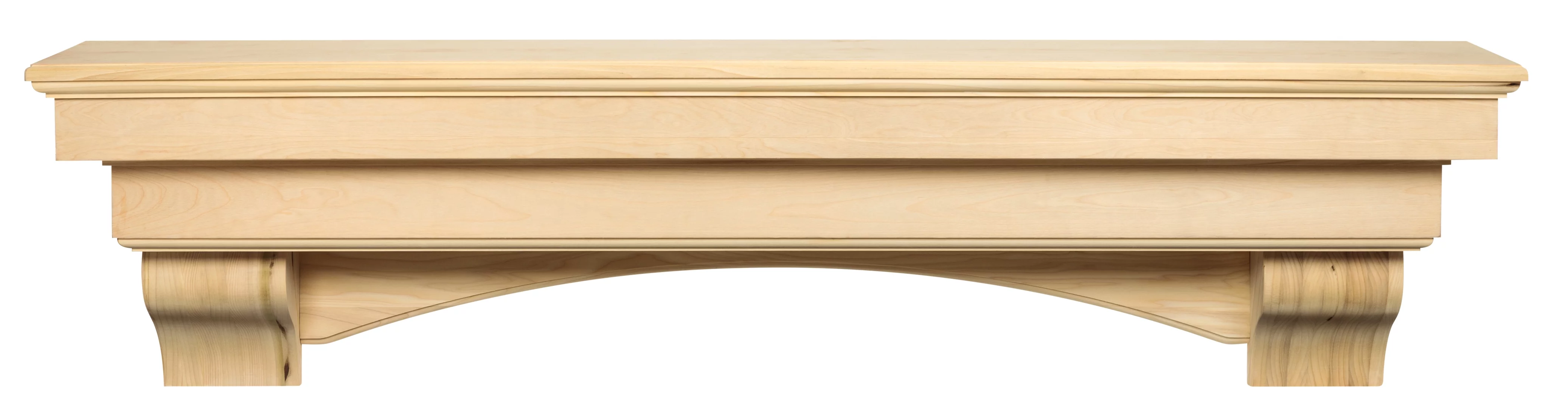 Pearl Mantels Auburn Versatile Premium Wood Mantel Shelf, Unfinished, Paint And Stain Grade, 48"L & 9.5"D, Hang Alone