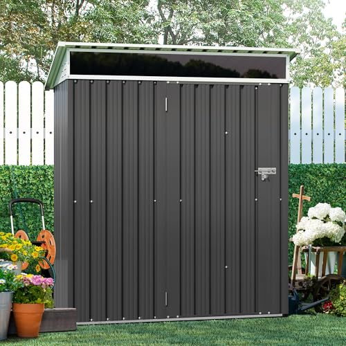 Shintenchi 5x3 FT Outdoor Storage Shed with Window, Outdoor Waterproof Storage Shed Metal Garden Shed with Lockable Single Door