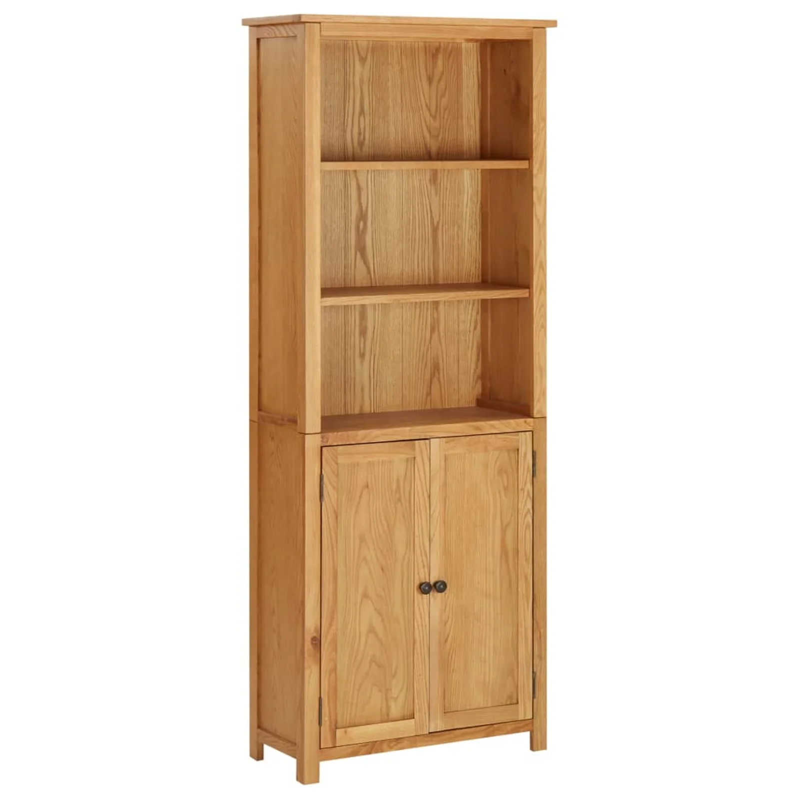 Dcenta Bookcase with 2 Wooden Doors Cabinet and Storage Shelves Oak Wood Book Display Cabinet Organizer for Living Room, Bedroom
