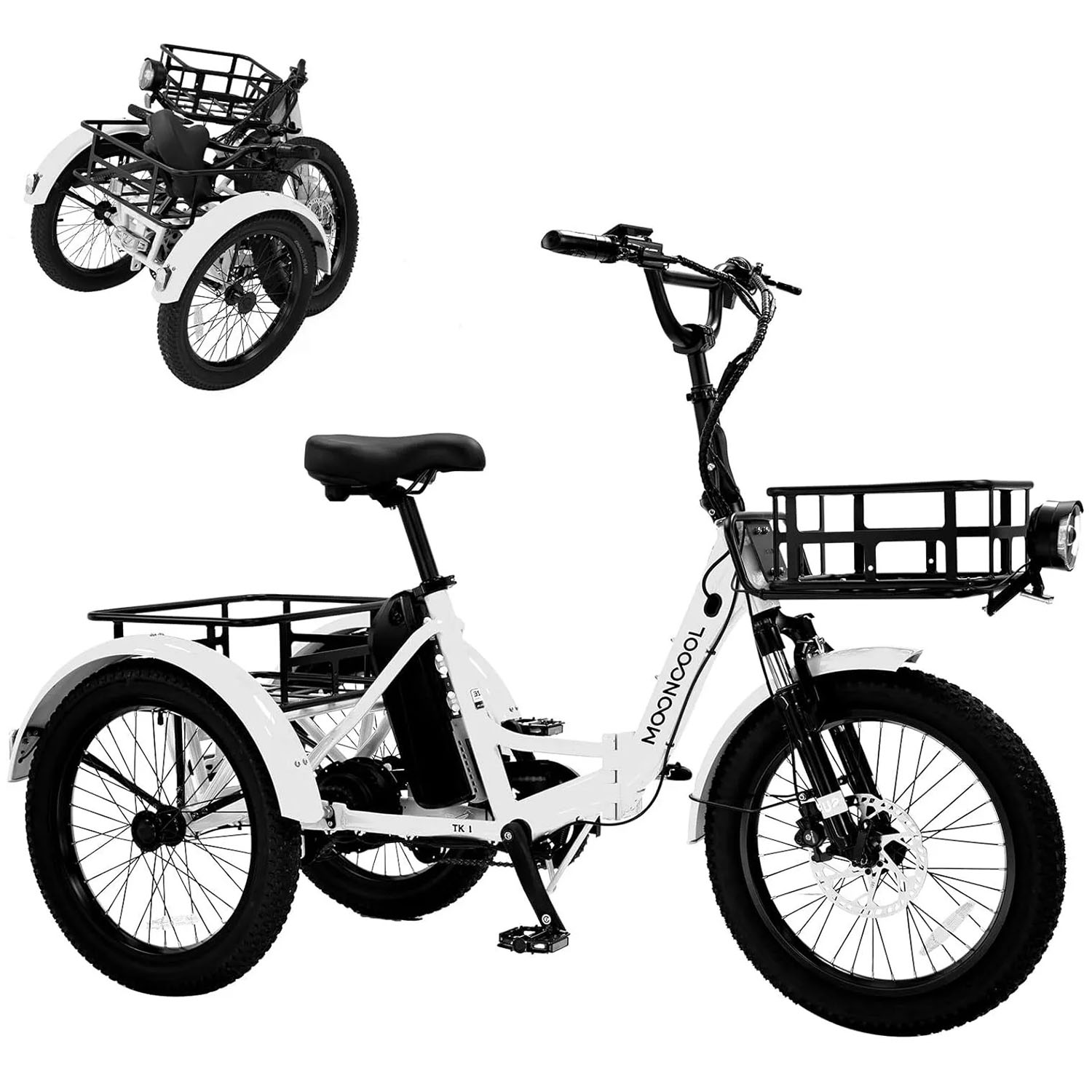 MOONCOOL 20 x4in Fat Tire Electric Tricycle Trike 500W E-bike&Battery for Adults