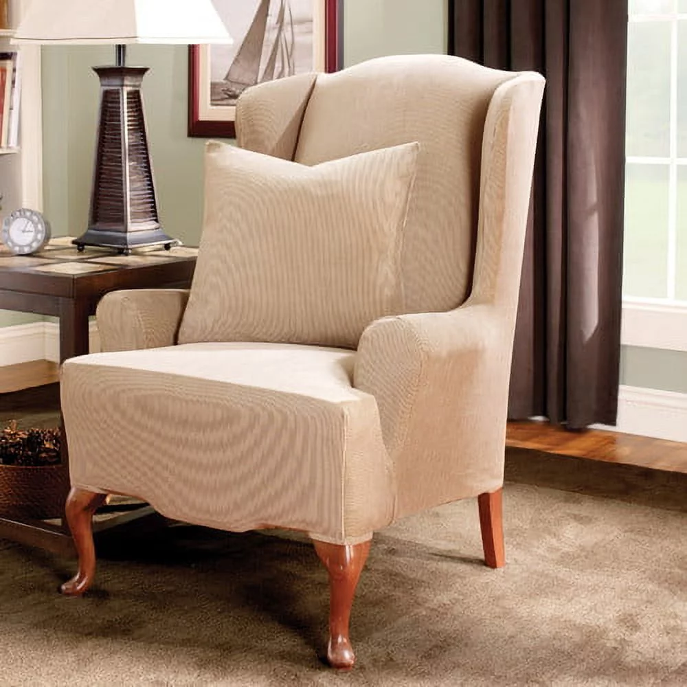 Sure Fit Stretch Stripe Wing Chair Slipcover - Curated Treasures Market