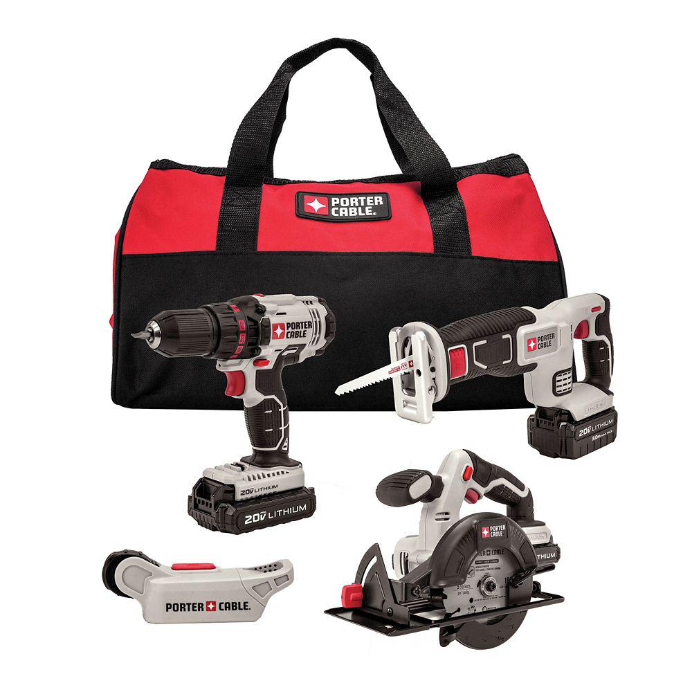 PORTER-CABLE PCCK616L4 20V Drill/Driver and Saw Combo Kit, 4 pc.