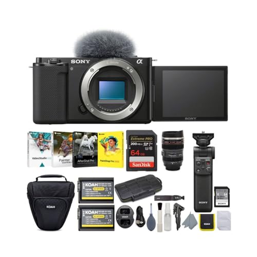 Sony Alpha ZV-E10 APS-C Interchangeable Lens Mirrorless Vlog Camera Body (Black) Content Creator's Bundle (8 Items)