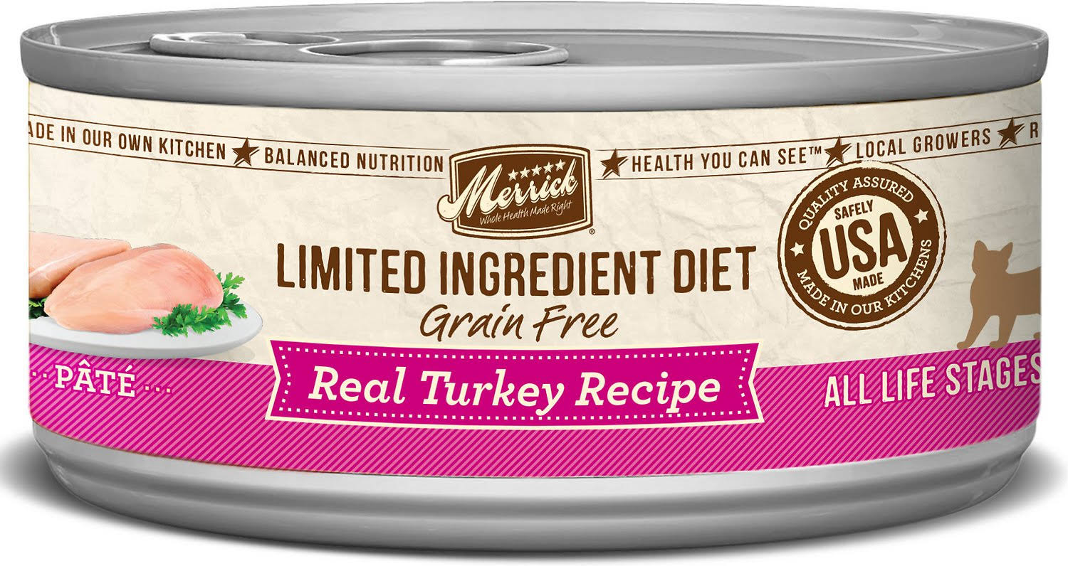 Merrick Limited Ingredient Diet Grain Free Real Turkey Pate Canned Cat Food 5-oz, case of 24