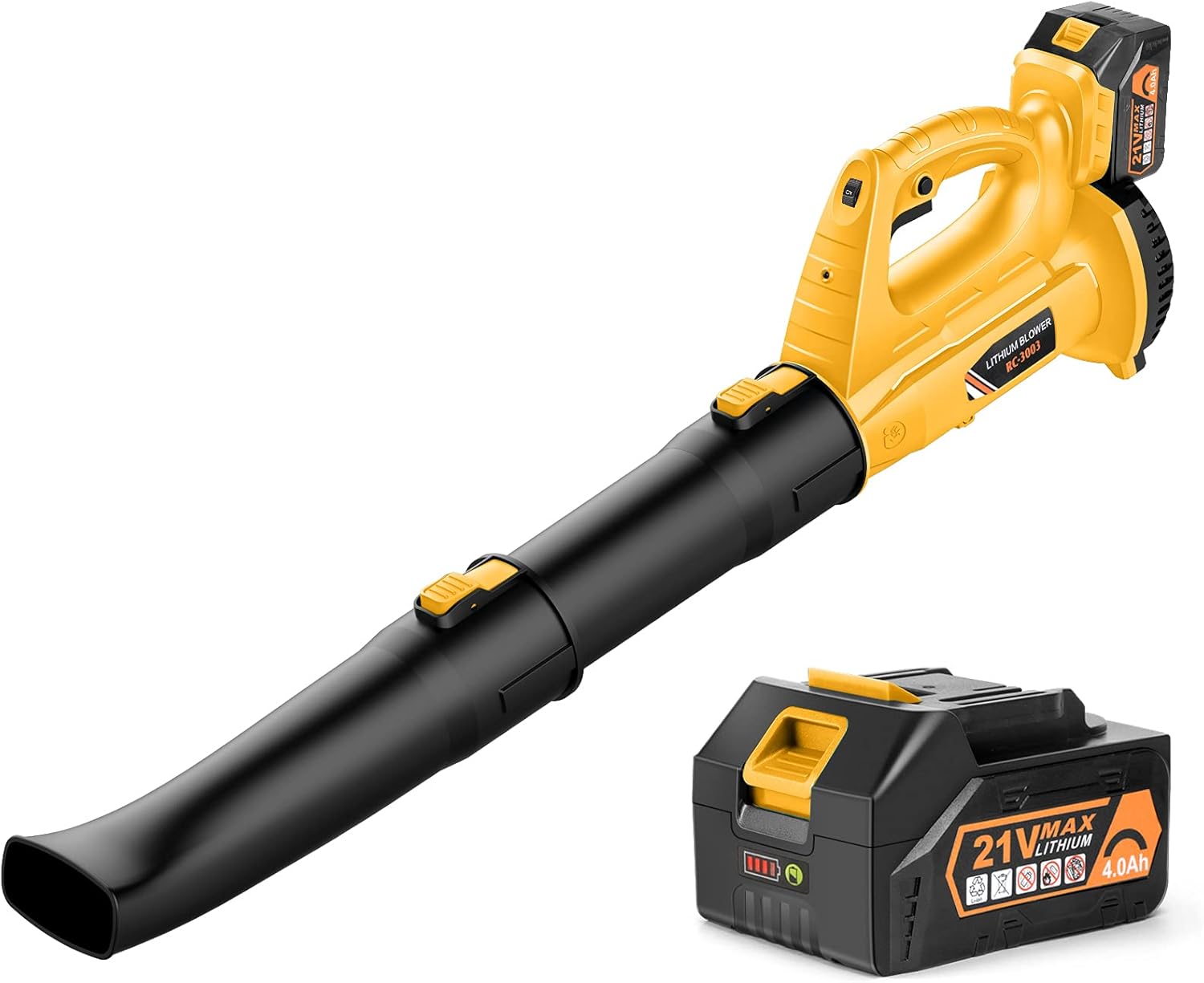 Cordless Leaf Blower - BHY 320 CFM 150 MPH Battery Leaf Blower with 4.0Ah Battery & Charger , 2 Section Tubes, 6-Speed Dial