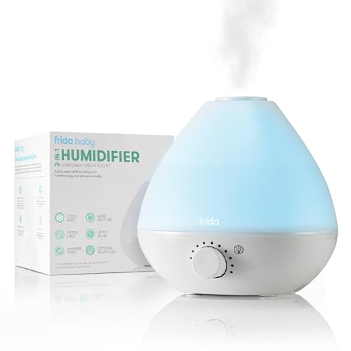 Frida Baby 3-in-1 Cool Mist Humidifier for Baby with Diffuser + Nightlight, Baby Humidifier for Bedroom, Nursery + Large Rooms, Quiet, Auto Shut Off