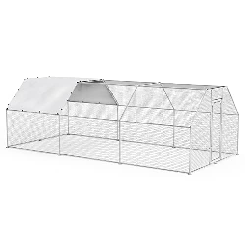 BOSSIN Metal Chicken Coop with Waterproof Cover, Poultry Cage Spire Shaped Coop, Walk-in and Heavy Duty Design