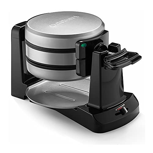 Cuisinart Double Flip Belgian Waffle Maker, 180° Flip, Ready Indicator Light, 1400W Nonstick Waffle Iron Plates, WAF-F40, Black/Stainless