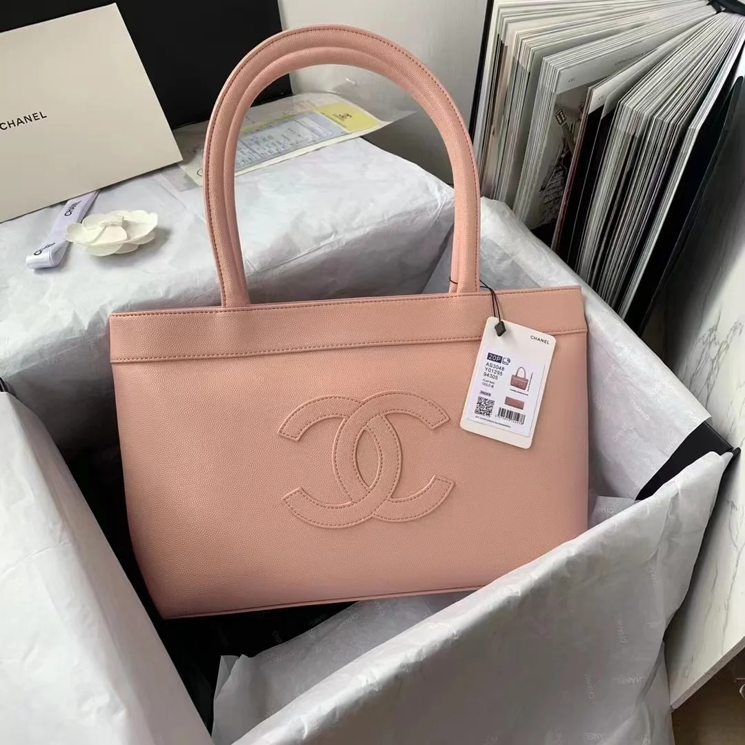 Chanel Vintage CC Open Tote Caviar East West Pink For Women, Women&rsquo;s Bags 14.5in/36.9cm