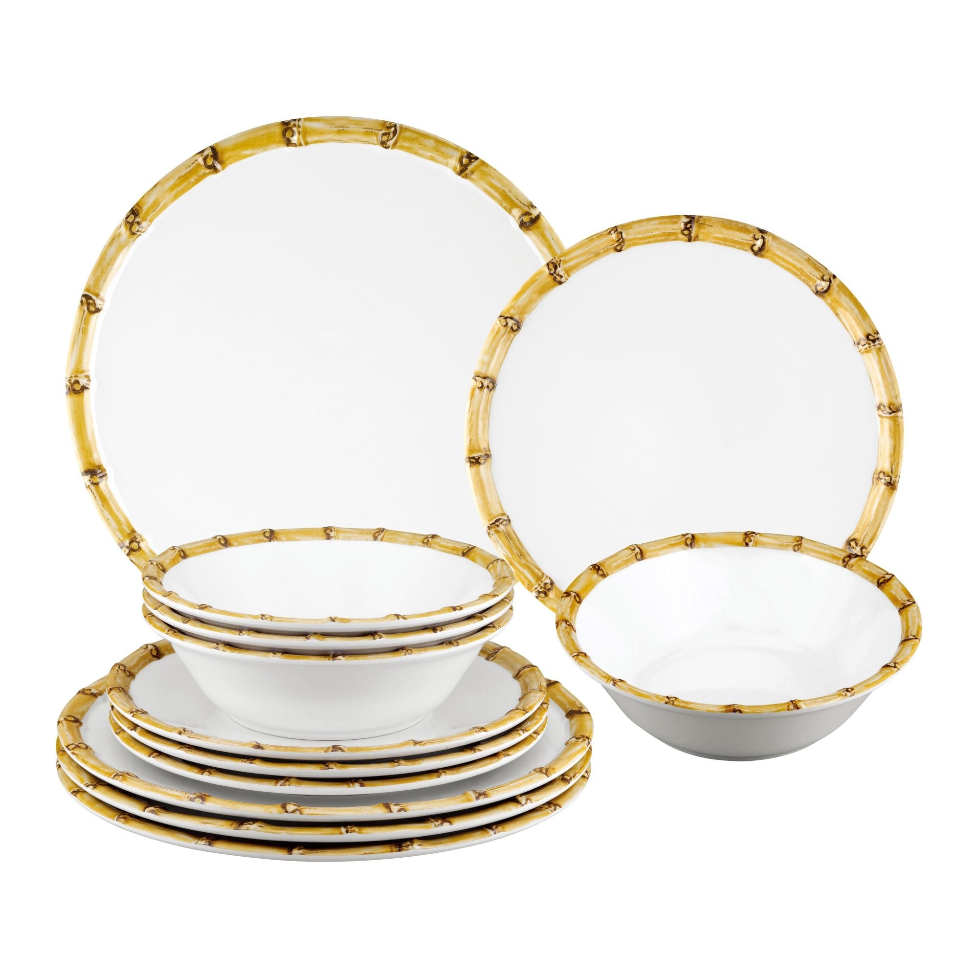 UPware 12-Piece Bamboo Melamine Dinnerware Set