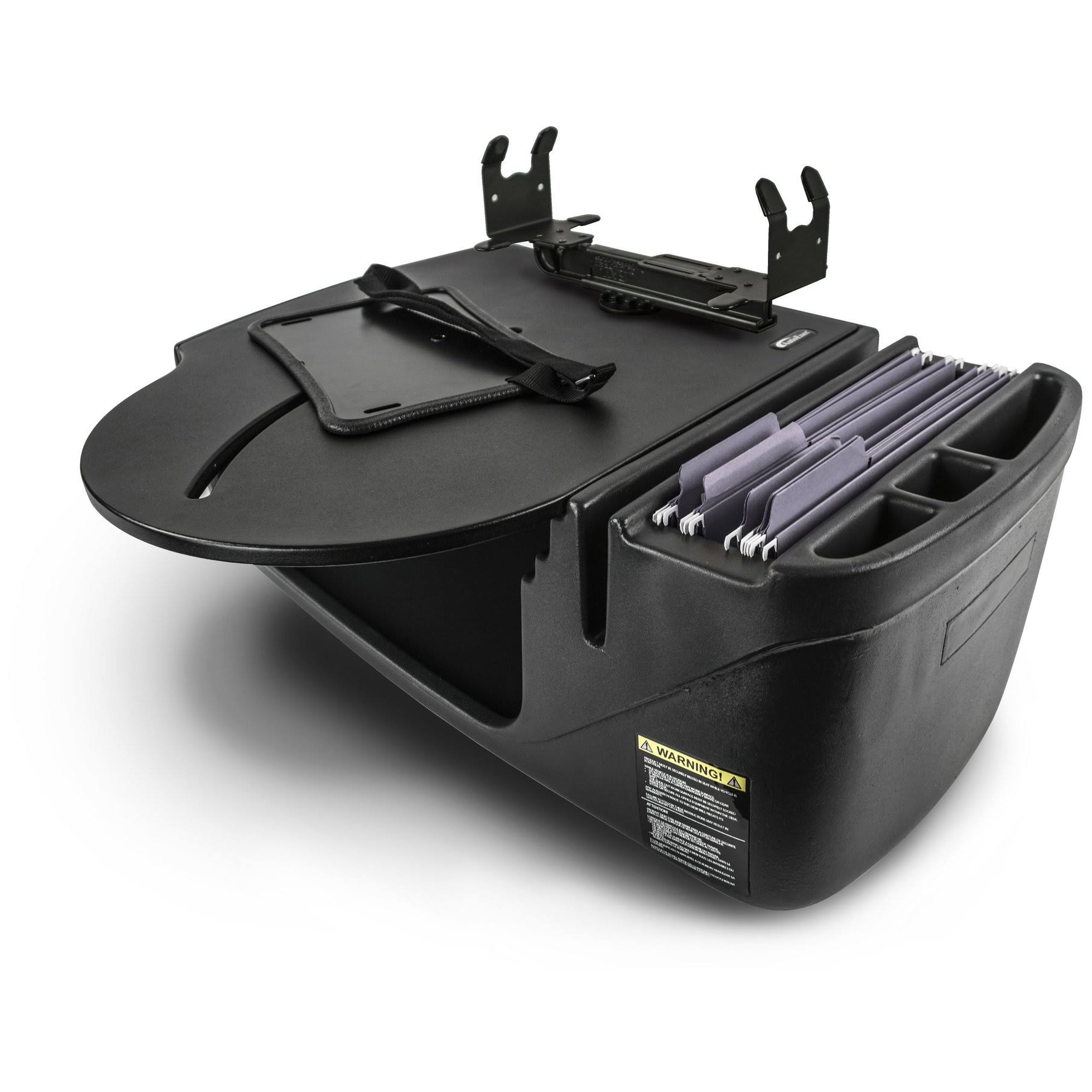 AutoExec Roadmaster Car Desk with Built-in Power Inverter and Printer Stand - Black