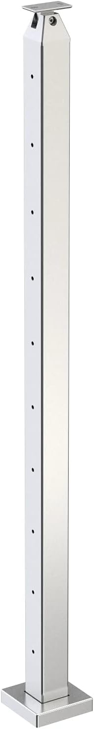 Heavy Duty Stainless Steel 316 Cable Railing Square Surface Mount Post Kit 36 Middle
