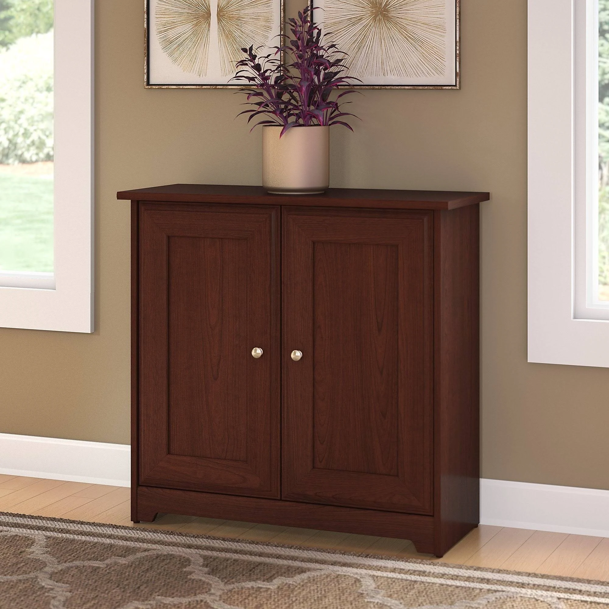 Copper Grove Burgas Small Storage Cabinet with Doors in Cherry