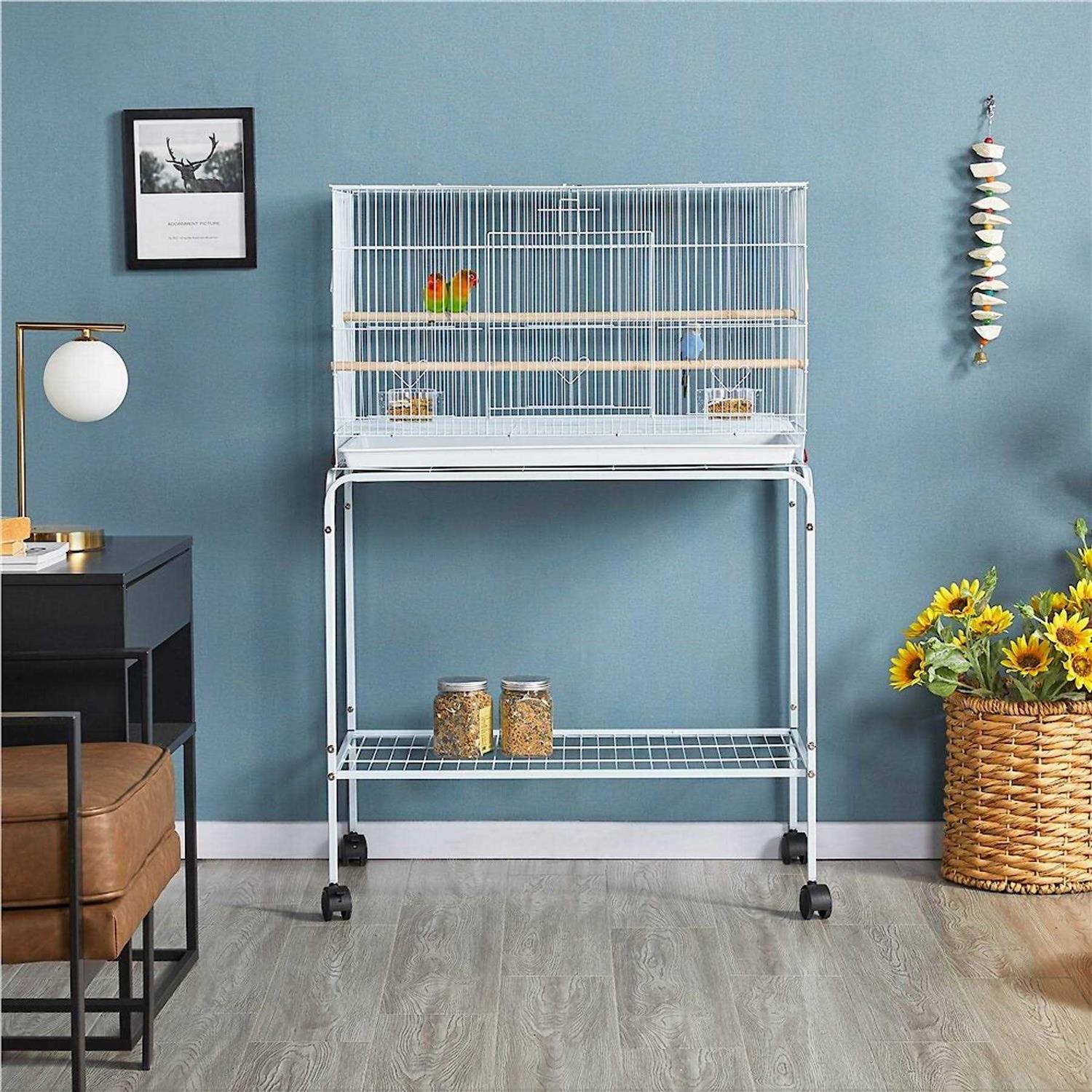 Yaheetech Rolling Stand Extra Space Wood Perches Bird Cage - Pet Supplies online store
