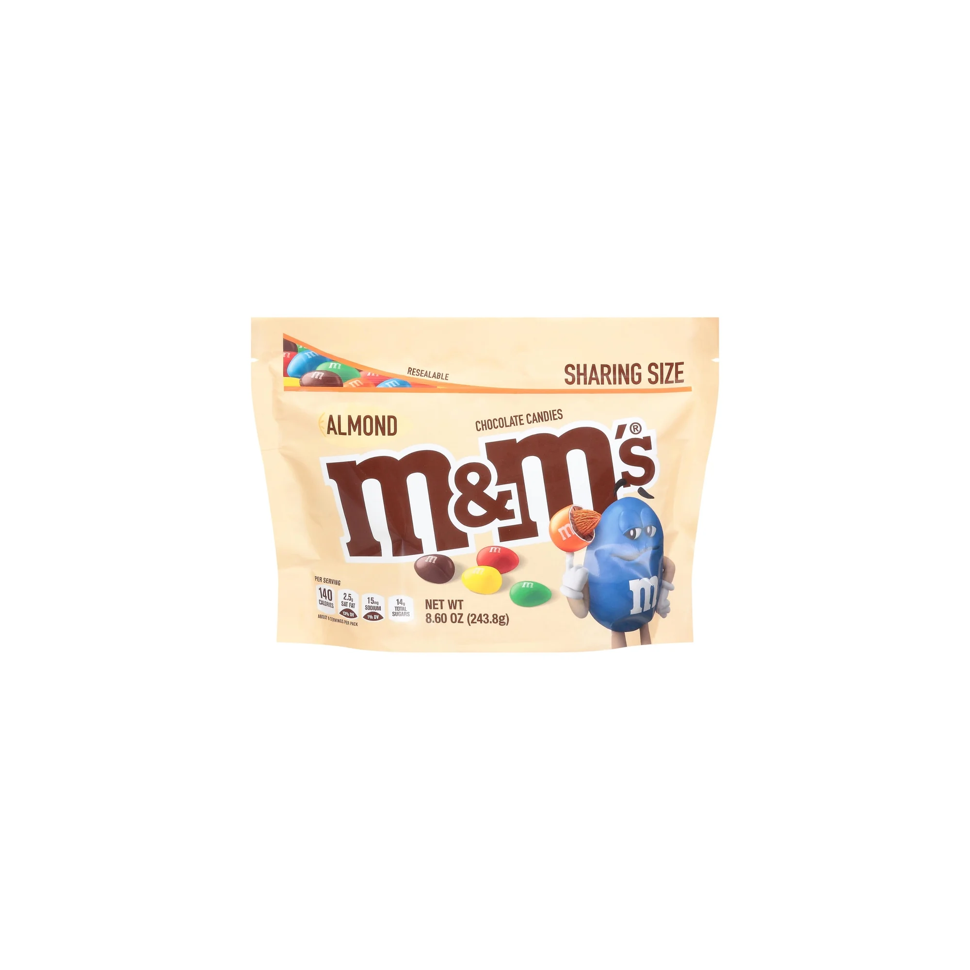 M&M'S Almond Milk Chocolate Easter Candy, Sharing Size, 8.6 oz Bag (Pack of 20)