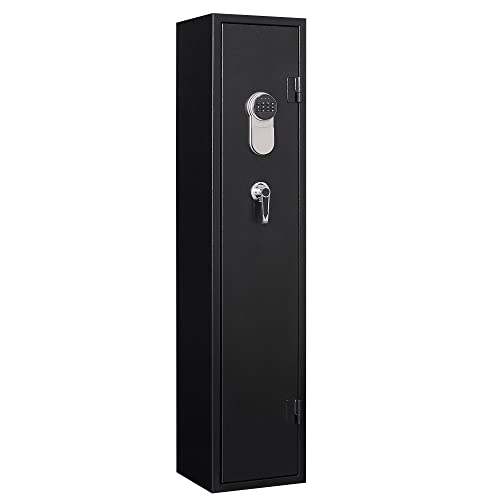 Rifle Safe Cabinet with Digital Keypad Long Gun Safe Locker for Rifle Shotgun Electronic Lock Metal Gun Cabinet with Pistol Bag and Removable Shelf