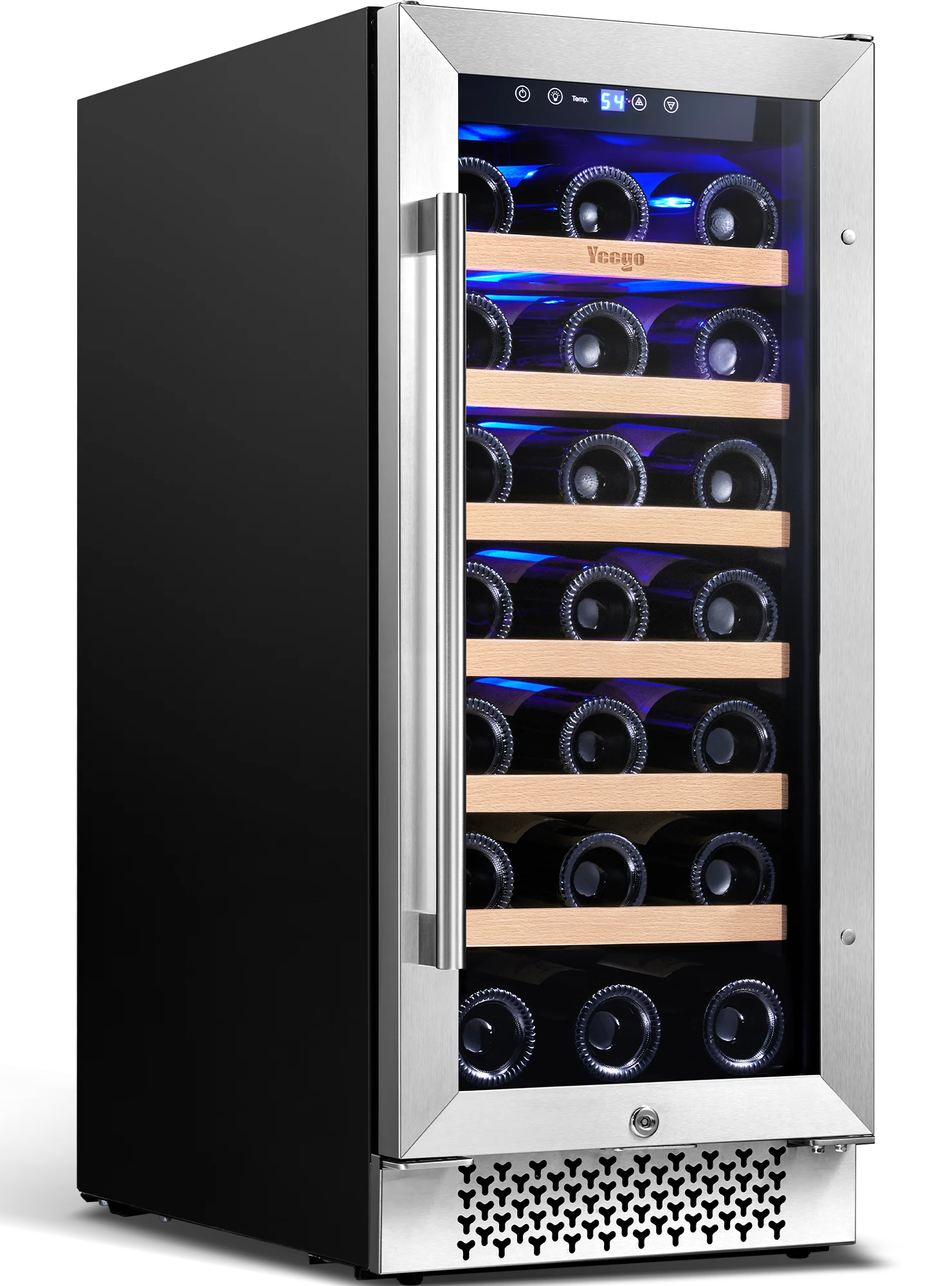 Yeego 15" Wine Refrigerator, 33 Bottle Wine Cooler with Double-Layer Glass Door, Temperature Memory and Digital Temperature Control