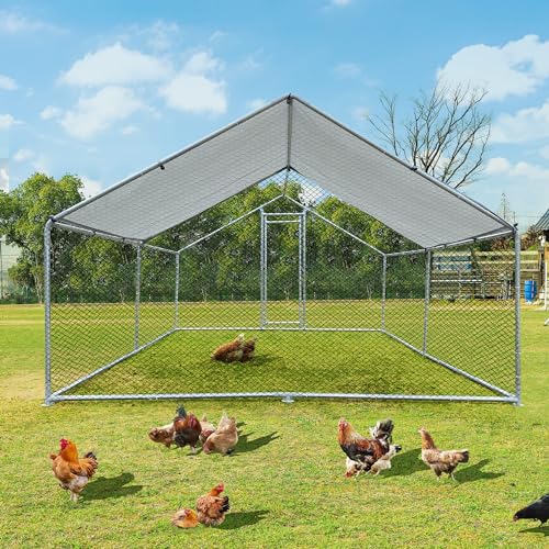 GOWE Large Chicken Coop Metal Chicken Run Walk-in Poultry Cage Spire-Shaped with Waterproof and Anti-Ultraviolet Cover for Backyard and Farm Outside