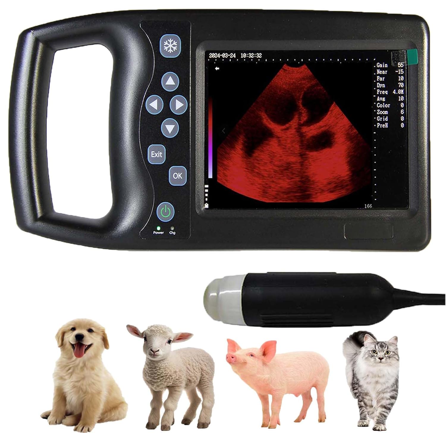 J1 Vet Ultrasound Machine Portable Veterinary Handheld Scanner B-Ultra Sound with 3.5MHz Probe for Pregnancy Pig,Sheep,Dog,cat use