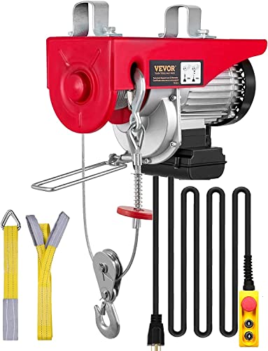 VEVOR 880lbs Electric Hoist with 14 FT Wired Remote Control, Electric Hoist 110 Volt with 20-40 FT Lifting Height for Garage Warehouse Factory