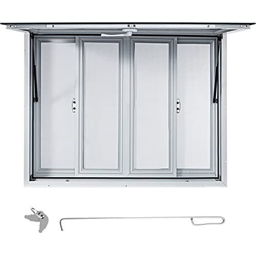 VEVOR Concession Window, 36 x 36 inch, Aluminum Alloy Food Truck Service Window with 4 Horizontal Sliding Screen Windows & Awning Door & Drag Hook