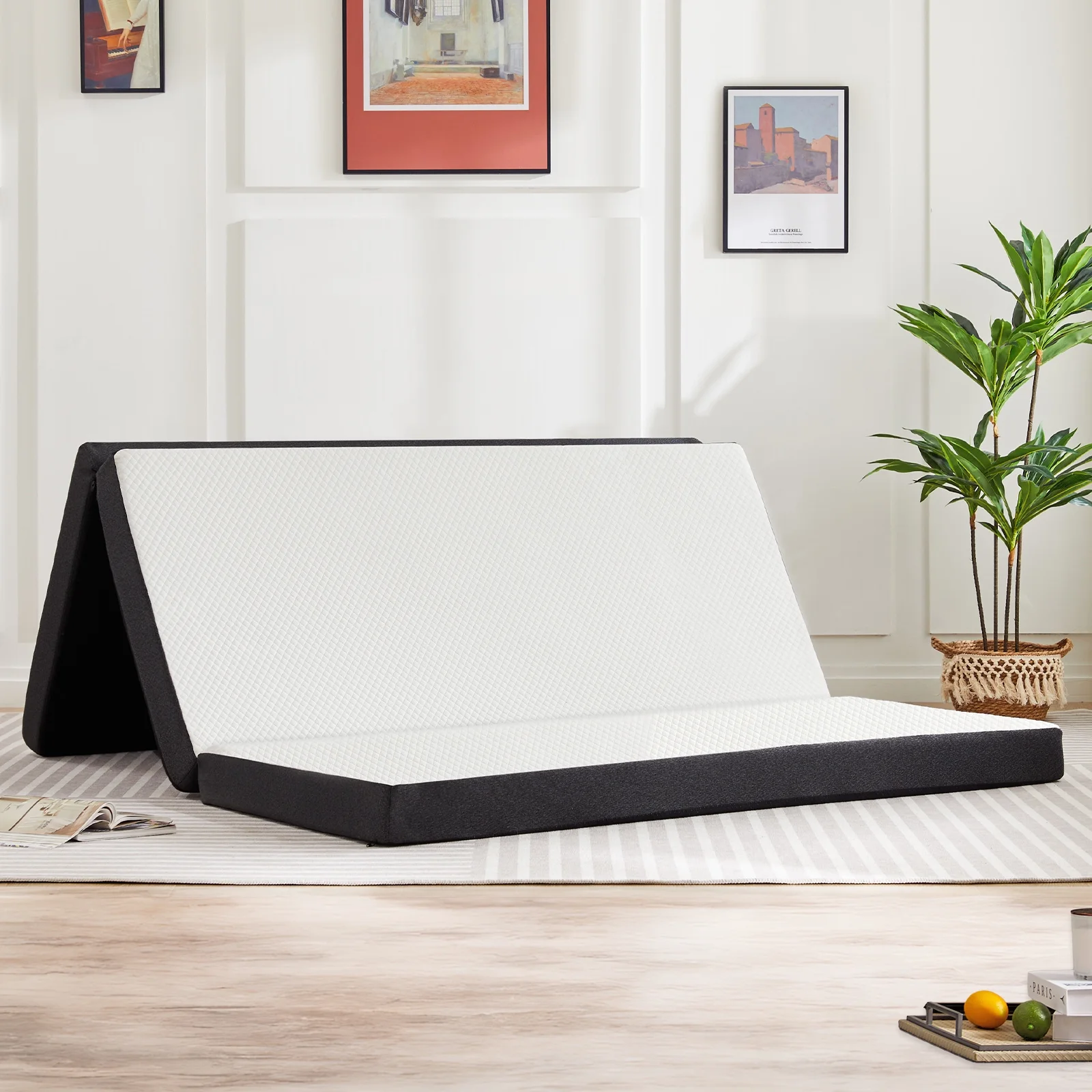 Smiaoer 4 inches Tri-Fold Memory Foam Mattress with Cover,Full Size Mattress Topper - Radiant Selections